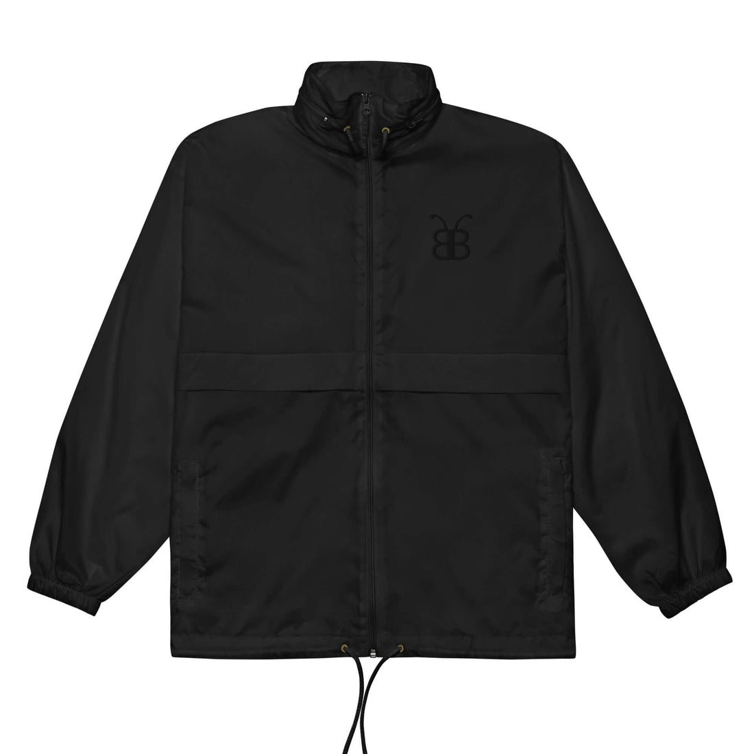 Black BerliozaBoyz Urban Stealth lightweight windbreaker front view
