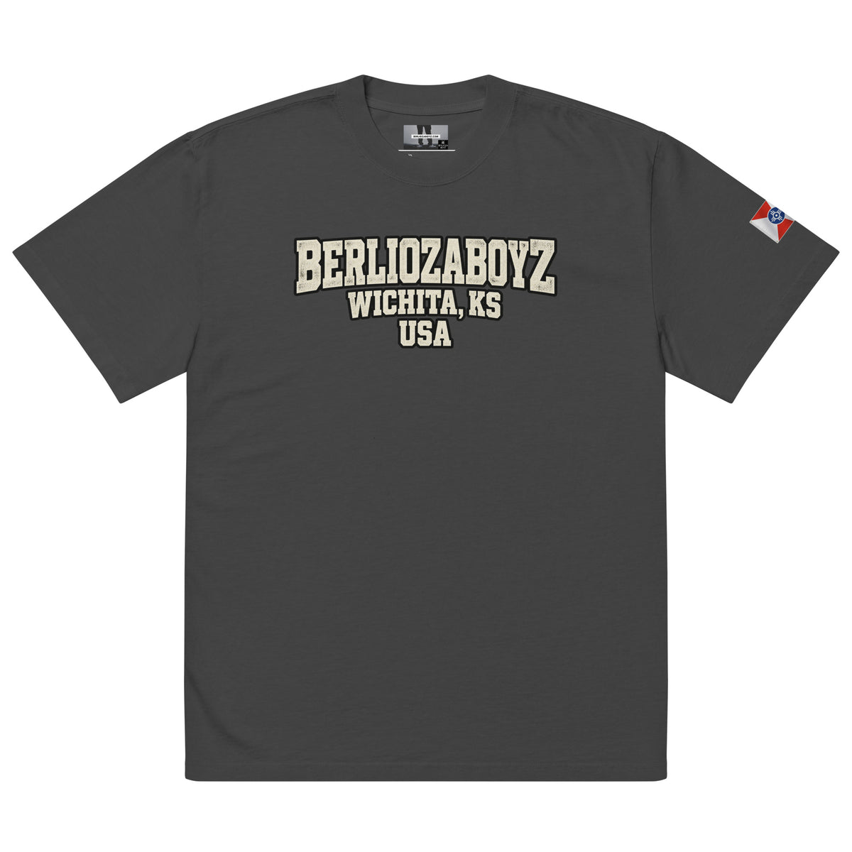 BerliozaBoyz Wichita Roots Oversized Tee in Faded Black — alternate front product mockup