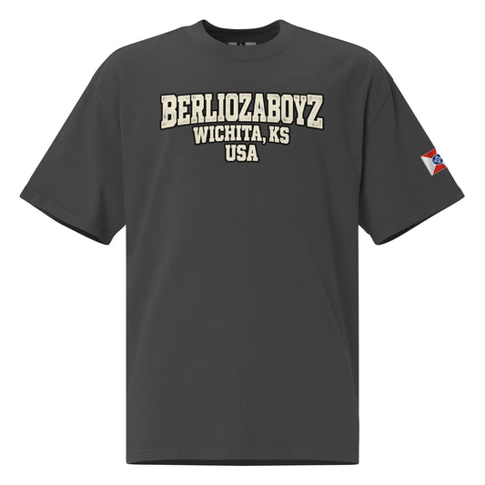 BerliozaBoyz Wichita Roots Oversized Tee in Faded Black — front product mockup