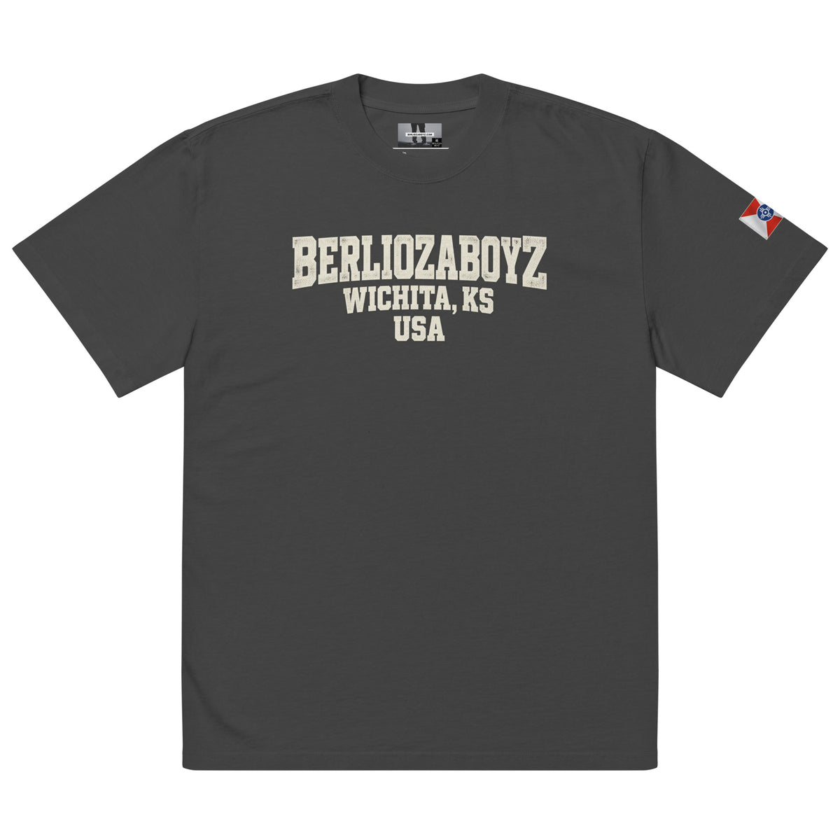 BerliozaBoyz Wichita Roots Oversized Tee in Faded Black — front product mockup