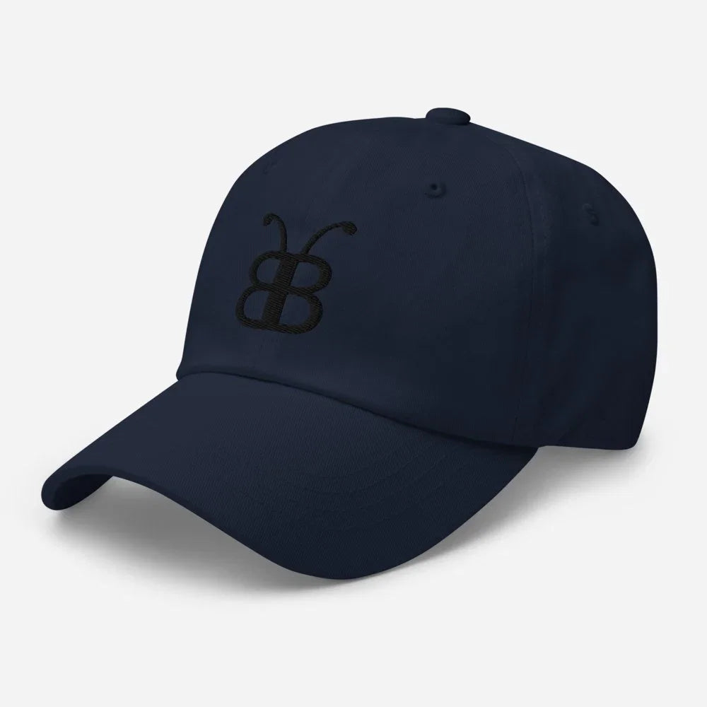 Navy blue streetwear cap with embroidered logo, stylish and sustainable fashion accessory